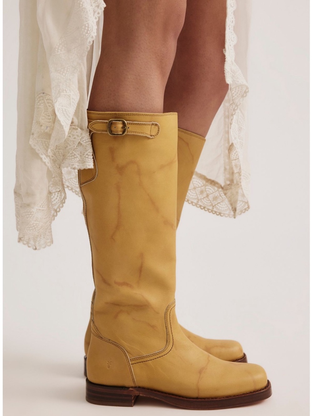 FRYE Campus Low Heel Tall Boots NEW in Banana Sz: 8.5 Leather Tall Boots